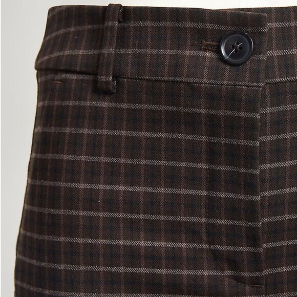 NWT Loft Brown Plaid High Waist Ankle Skinny Stretch Dress Pants Sz 2 Petite - Picture 2 of 13
